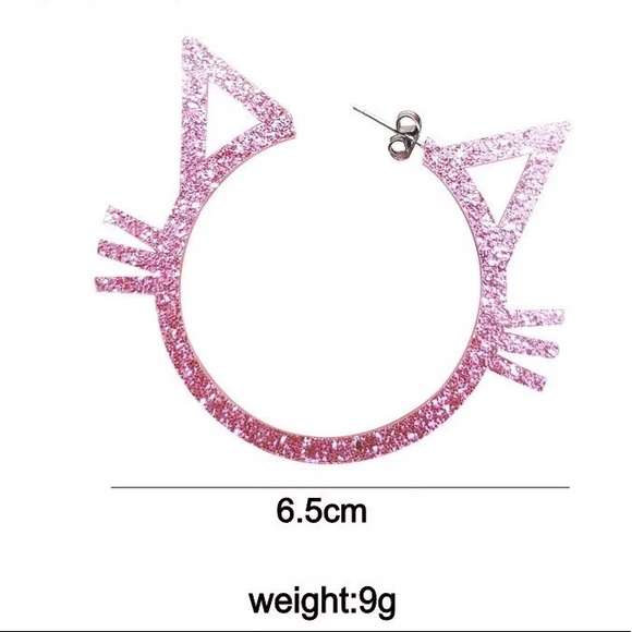 Hello Kitty Jewelry - Delicate Hello kitty pink glitter hoop earring’s with dust bag and box
